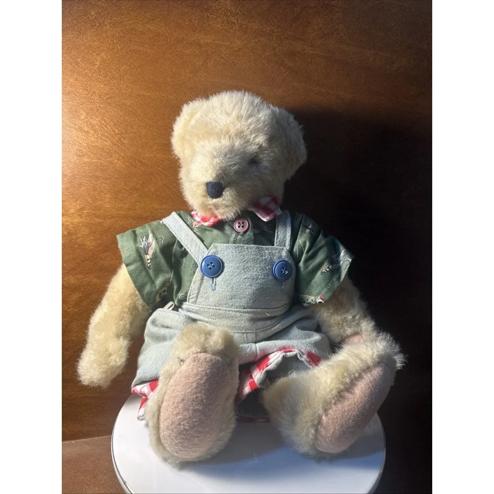 Fuzzy VanderBear Picnic Boy with Overalls Plush 13